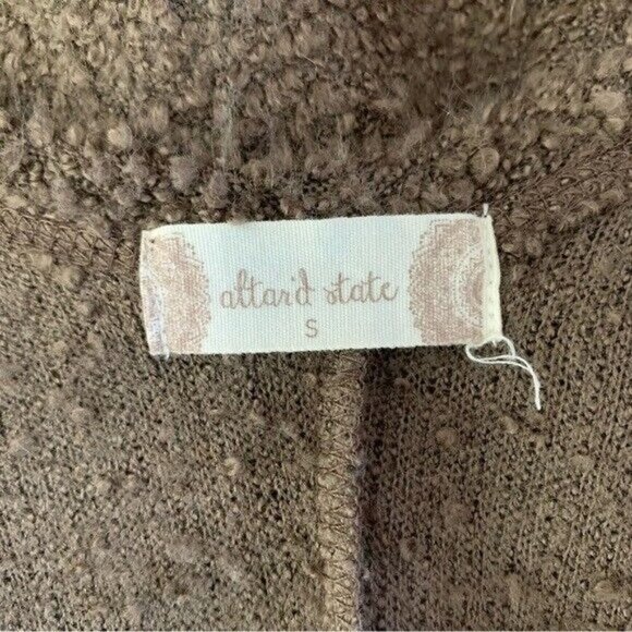 Altar’d State Cozy Boho Brown Fuzzy Knit Sweater Aztec Pockets V Neck Pullover S - Picture 5 of 6